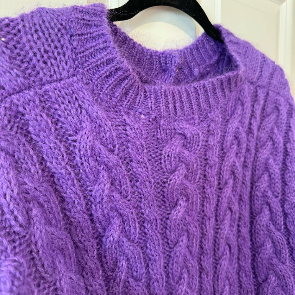 Northern Isles Purple Mohair Blend Cable Knit‎ Cardigan - Size Medium - Picture 11 of 11